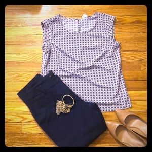 Merona EUC pink and navy sleeveless blouse Medium